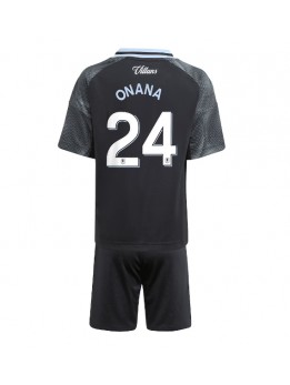 Billige Aston Villa Amadou Onana #24 Bortedraktsett Barn 2025-26 Kortermet (+ Korte bukser)
